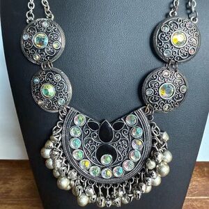 ROAM Silver Statement Necklace with Intricate Pendants